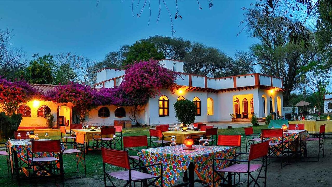 Outdoor dining at Chambal Safari Lodge